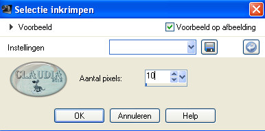 Instelling Inkrimpen van selectie