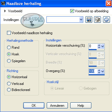 Instellingen Afbeeldingseffect - Naadloze herhaling