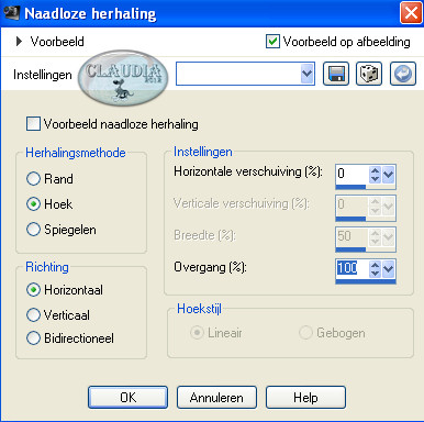 Instellingen Afbeeldingseffect - Naadloze herhaling