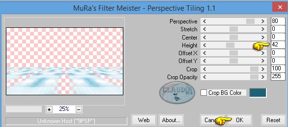 Instellingen filter MuRa's Meister - Perspective Tiling 
