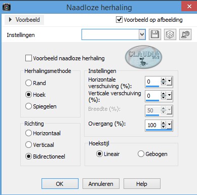 Instellingen Afbeeldingseffect - Naadloze herhaling