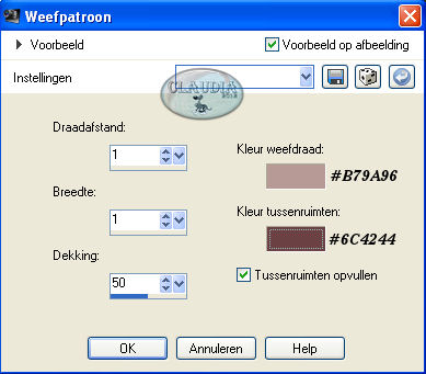 Instellingen Textuureffect - Weefpatroon