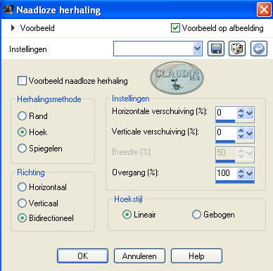 Instellingen Afbeeldingseffect - Naadloze herhaling