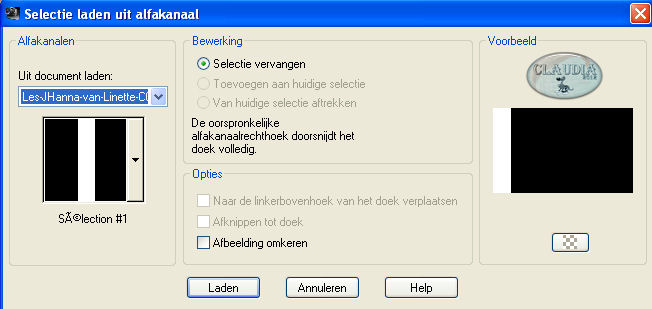 Selectie laden uit alfakanaal