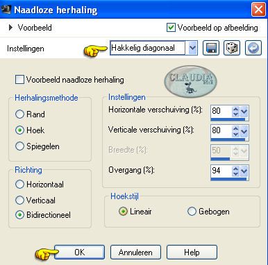 Instellingen Afbeeldingseffect - Naadloze herhaling