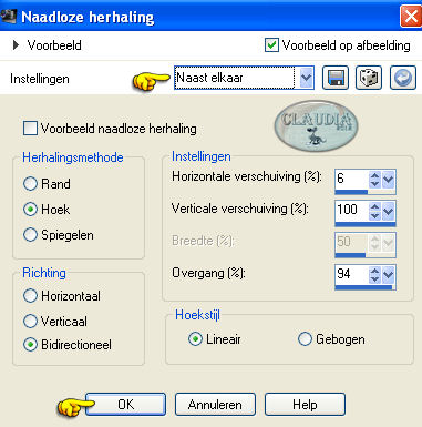 Instellingen Afbeeldingseffect - Naadloze herhaling