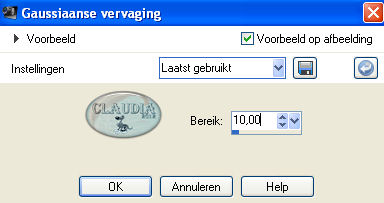 Instellingen Gaussiaanse vervaging