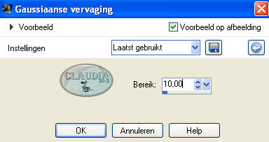 Instellingen Gaussiaanse vervaging