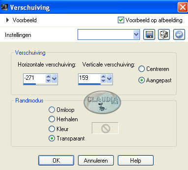 Instellingen Afbeeldingseffect - Verschuiving