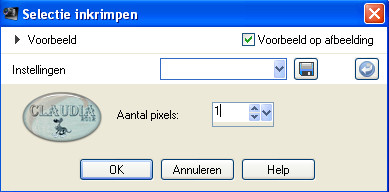 Instelling Inkrimpen van selectie