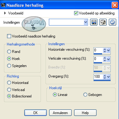 Instellingen Afbeeldingseffect - Naadloze herhaling