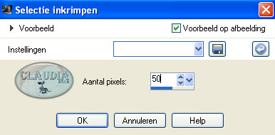 Instelling inkrimpen van selectie