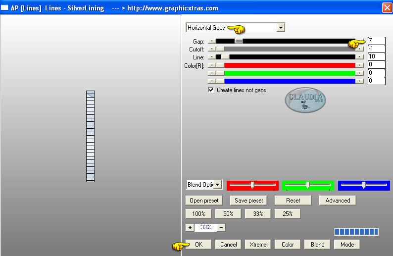 Instellingen filter AP [Lines] - Lines - SilverLining