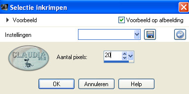 Instelling Inkrimpen van selectie