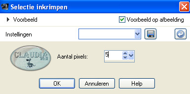 Instelling Inkrimpen van selectie