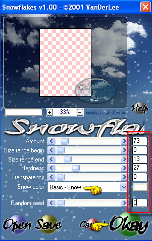 Instellingen filter VDL Adrenaline - Snowflakes