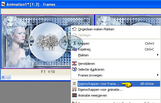 Of klik met je rechtermuisknop in je 1ste frame