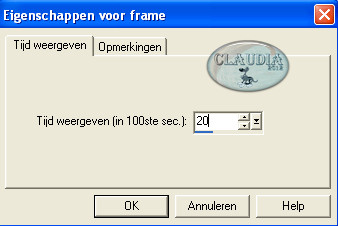 Instelling Eigenschappen voor frame