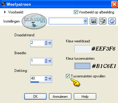 Instellingen Textuureffect - Weefpatroon