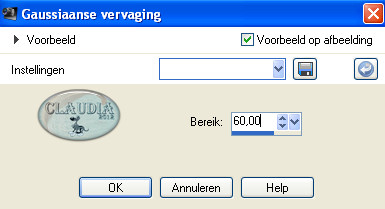 Instellingen Gaussiaanse vervaging