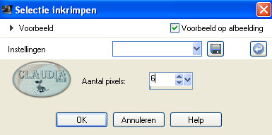 Instelling Inkrimpen van selectie