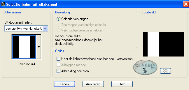 Selectie laden uit alfakanaal
