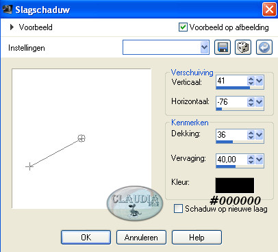 Instellingen 3D Effect - Slagschaduw