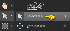 Activeer het witte selectiepijltje (letter K)