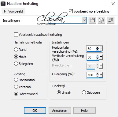 Instellingen Naadloze herhaling