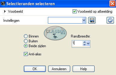 Instellingen Selectieranden selecteren