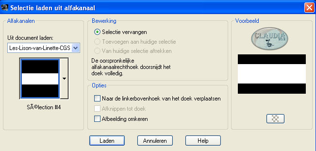 Selectie laden uit alfakanaal 