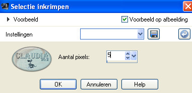 Instelling Inkrimpen van selectie