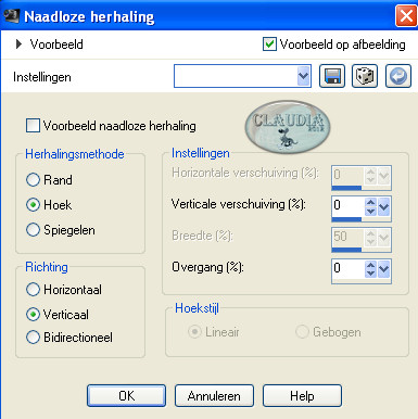 Instellingen Afbeeldingseffect - Naadloze herhaling