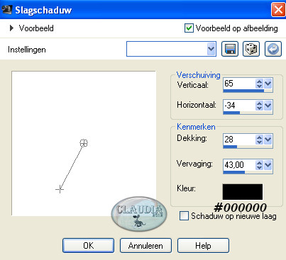 Instellingen 3D Effect - Slagschaduw