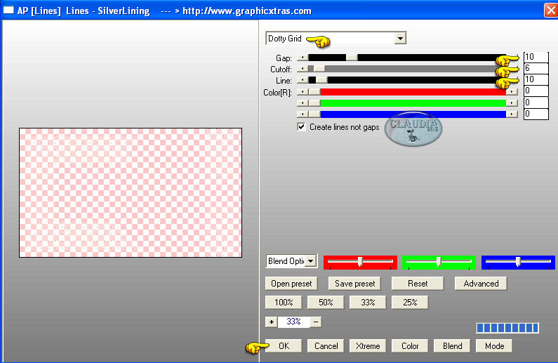 Instellingen filter AP [Lines] - Lines - SilverLining 