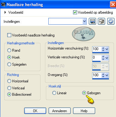 Instellingen Afbeeldingseffect - Naadloze herhaling