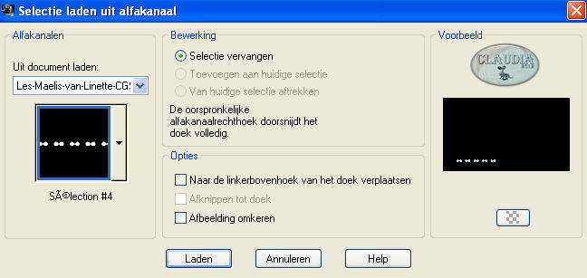 Selectie laden uit alfkanaal