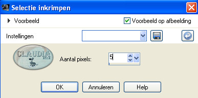 Instelling Inkrimpen van selectie