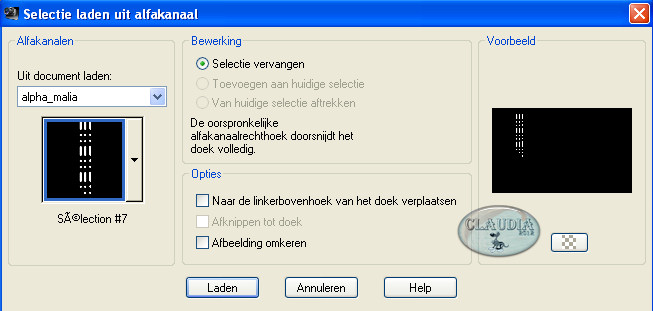 Selectie laden uit alfakanaal