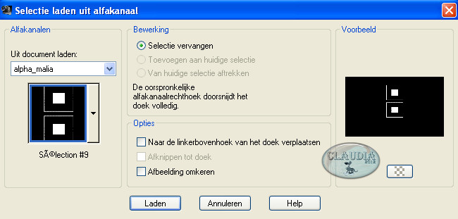 Selectie laden uit alfakanaal