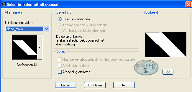 Selectie laden uit alfakanaal