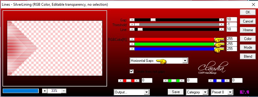 Instellingen filter AP 01 [Innovations] - Lines - SilverLining 