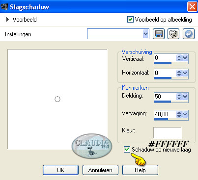 Instellingen 3D Effect - Slagschaduw