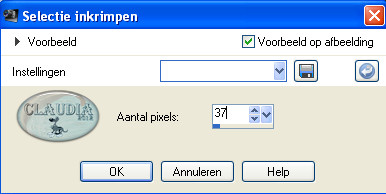Instelling Inkrimpen van selectie