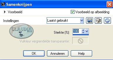 Instelling Vervormingseffect - Samenknijpen (= Knijpen)