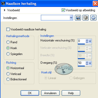 Instellingen Afbeeldingseffect - Naadloze herhaling