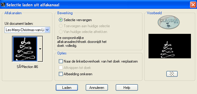 Selectie laden uit alfakanaal 