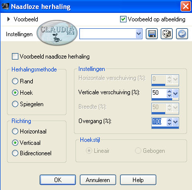 Instellingen Afbeeldingseffect - Naadloze herhaling