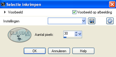 Instelling Inkrimpen van selectie