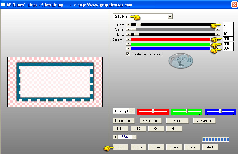 Instellingen filter AP [Lines] - Lines - SilverLining